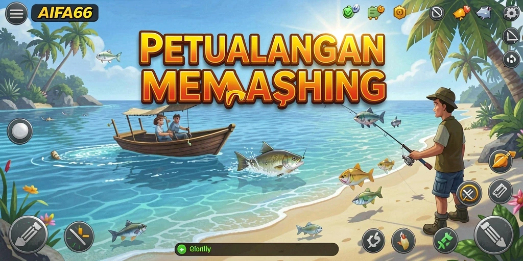 Screenshot gameplay AIFA66 yang menunjukkan pemain menangkap ikan besar.