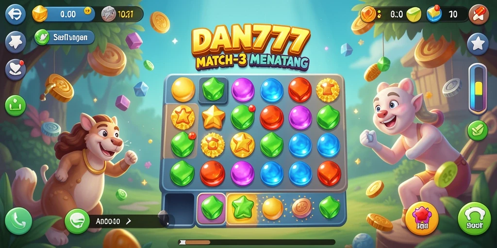 Tampilan gameplay seru dan penuh warna di DAN777 Match-3.