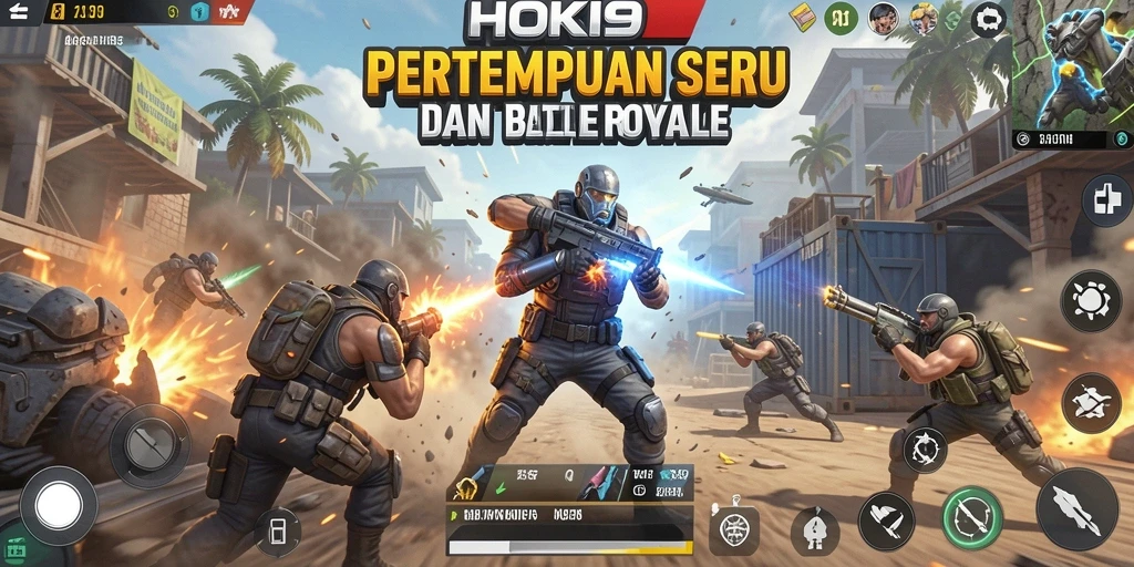 Tampilan gameplay HOKI9 dalam pertempuran seru Battle Royale.