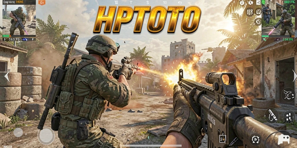 Tampilan gameplay HPTOTO dengan aksi FPS yang menegangkan.