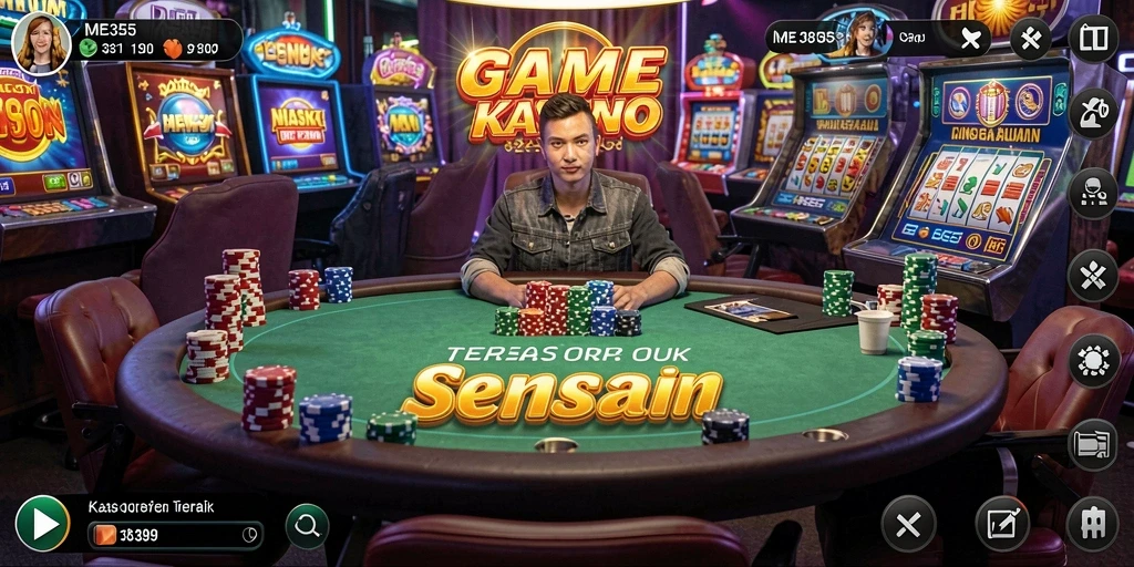 Screenshot ME355 menampilkan pemain menikmati permainan kasino.