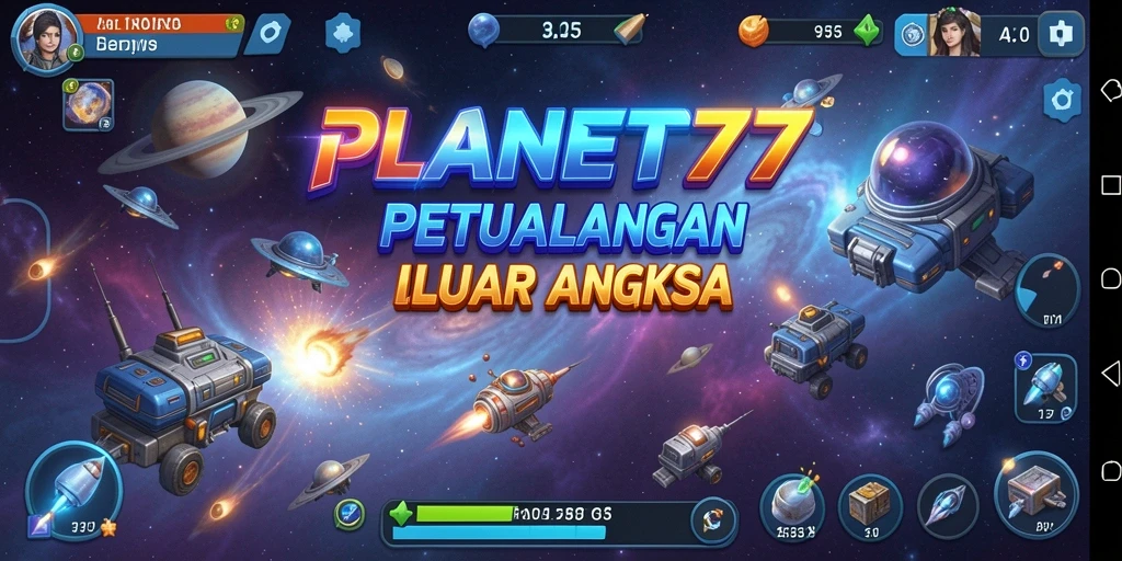 Tampilan gameplay <strong>PLANET77</strong> yang seru dan menantang di luar angkasa.