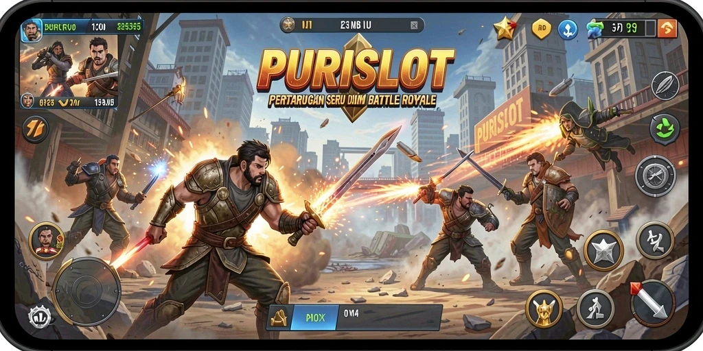 Gameplay seru di PURISLOT saat pertempuran Battle Royale.