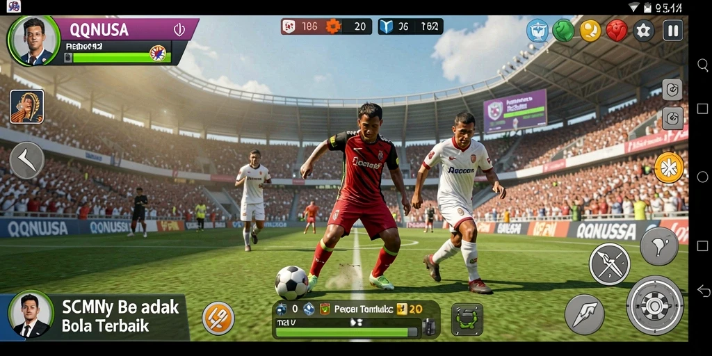 Tampilan gameplay QQNUSA yang mendebarkan dalam aksi sepak bola.