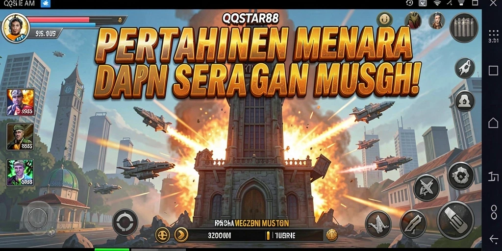 Tampilan gameplay QQSTAR88 yang menegangkan dalam pertahanan menara.