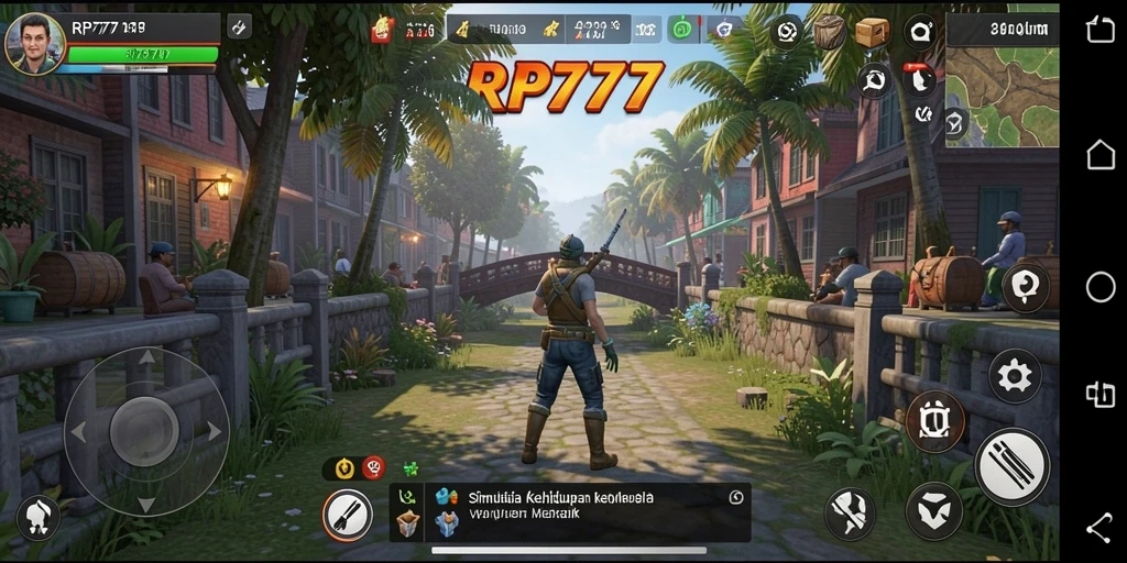 Tangkapan layar utama RP777 menunjukkan gameplay yang menarik dalam simulasi kehidupan.