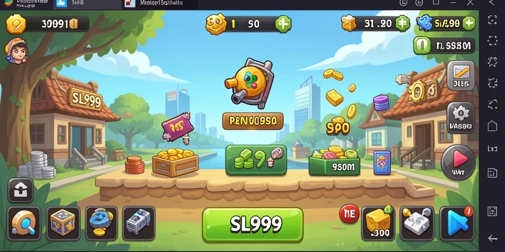 Menampilkan gameplay seru SL999 dengan fitur Idle yang menarik.