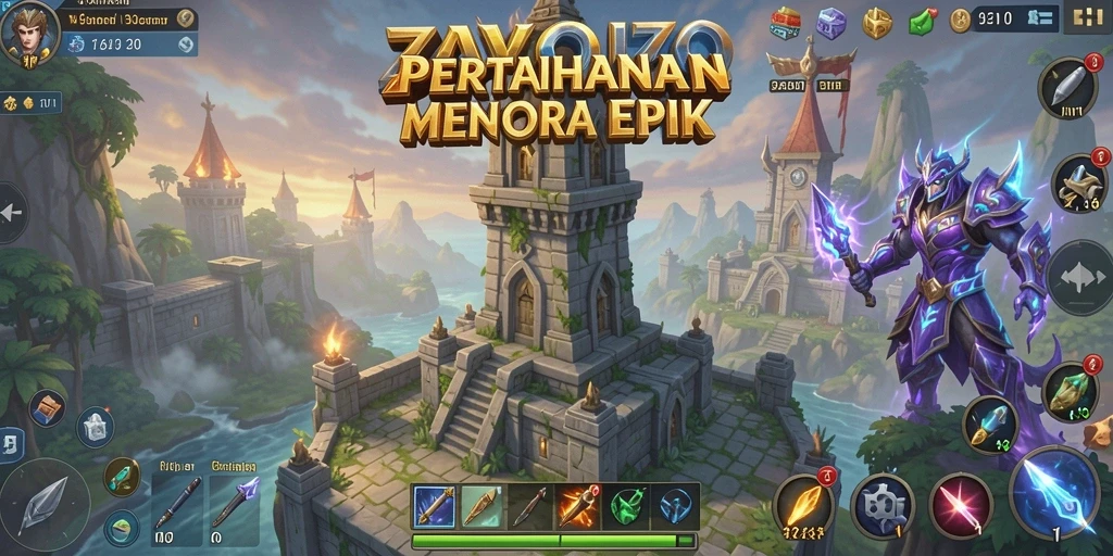 Screenshot ZAVONZO menampilkan battle seru di Tower Defense.